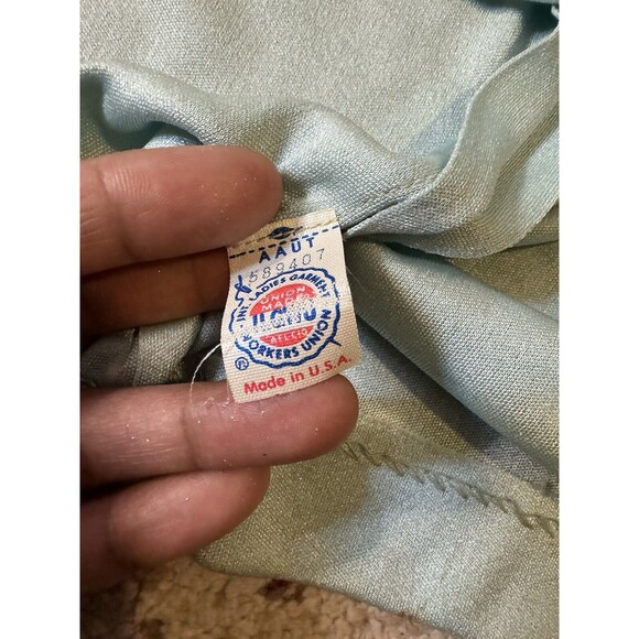 VTG Glam Disco Dress Maxi V Neck Fairy Angel Pastel Blue 60s 70s Union Made 12 - Picture 4 of 16